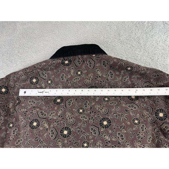 DICKIES Ellis Floral Print Duck Brown Canvas Mens XL Jacket Corduroy Collar - Picture 13 of 16